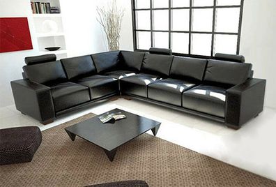 Design Leder Sofa Couch Polster Eckgarnitur Wohnlandschaft L Form Textil A1121B