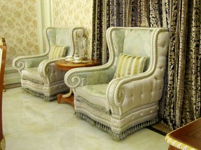 Ohrensessel Sessel Klassischer Barock Rokoko Antik Stil Sofa Fernseh Couch E55