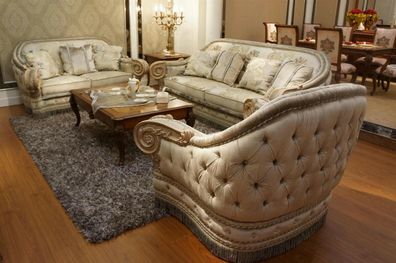 Klassische Sofagarnitur 3 + 2 + 1 Barock Rokoko Antik Stil Sofa Couch Couchen SB55