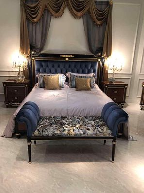 Doppelbett Bett Ehebett Design Luxus Luxur Betten Barock Rokoko Antik 200x200cm