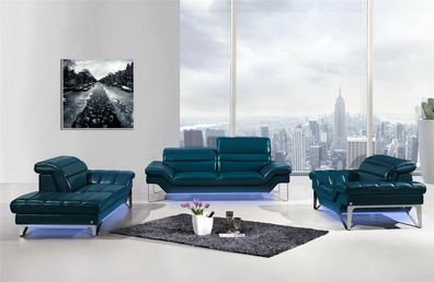 XXL Big 3 Sitzer (ohne 2 + 1) Sofa Couch Polster Sofas Leder Sitz Design Couchen