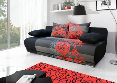 3 Sitzer Schlafsofa mit Bettfunktion Bettkasten Textil Couch Polster 3er Sitz