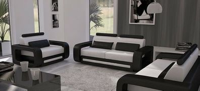 Sofagarnitur Davos Sofa Couch Polster Leder Couchen Sofas 3 + 2 + 1 Set Garnitur Neu