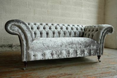 Design Chestefield Polster Textil Edle Klassische Wohnzimmer Couch Sitz Garnitur