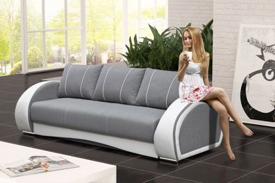 Schlafsofa Klappcouch 3-Sitzer Schlaffunktion + Bettkasten Couch Sofa Garnitur