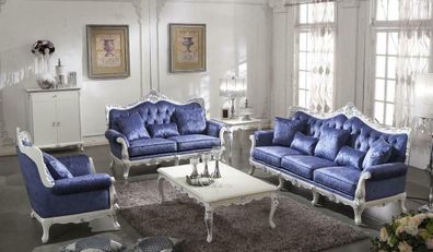 Klassische Luxus Sofagarnitur 3 + 1 Komplett Set Barock Rokoko Sofa Couch Neu