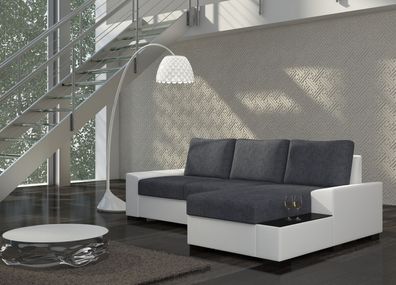 Design Ecksofa Schlafsofa Bettfunktion Sofa Couch Leder Polster Textil Sofas Neu