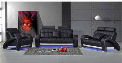 Leder Sofa Couch Polster Garnitur Sofagarnitur Moderne Couchen 3 + 2 + 1 Set B2023