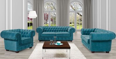 Sofagarnitur Sofa Couch 3 + 2 + 1 - Garnitur Bettfunktion Couchgarnitur Chesterfield