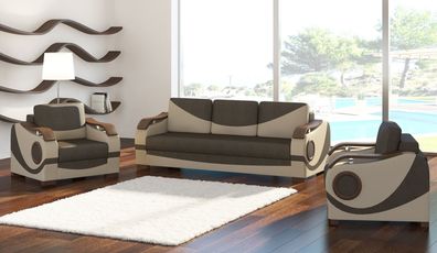 Sofagarnitur Puerto 3 + 1 + 1 mit Bettfunktion Set Couch Polster Sofas Sofa Couchen