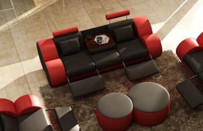 3 Sitzer Multifunktion Sofa Designer Leder Couch Polster Garnitur Sofas Couchen