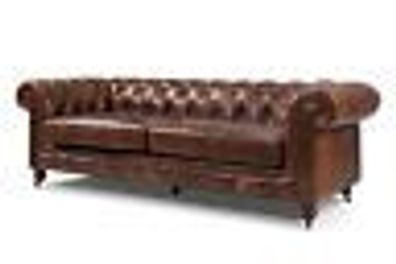 100% Vollleder Antik Stil Leder Sofa Couch Polster 3 Sitzer Neu Sessel Sofas Neu