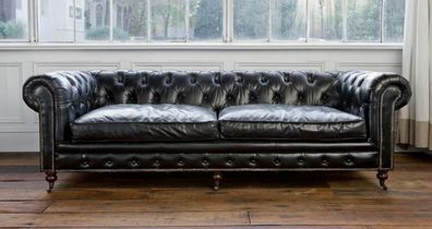 Chesterfield Design Luxus Polster Sofa Couch Sitz Garnitur Leder Vintage Neu 123