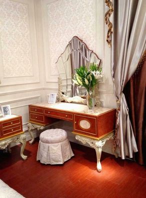 Schminktisch Spiegel Luxus Klasse Konsole Kommode Schlafzimmer Barock Rokoko E66