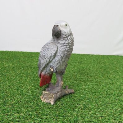 Graupapagei Papagei Vogel lebensecht Aufstellfigur Figur Statue Skulptur Deko