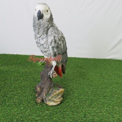 Graupapagei Papagei Vogel lebensecht Aufstellfigur Figur Statue Skulptur Deko H