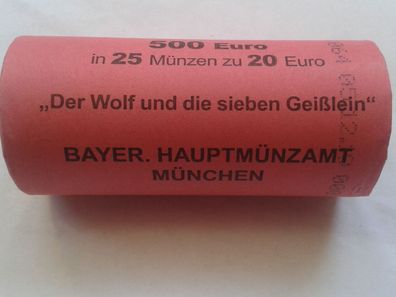 25x20 euro Rolle 2020 Gebrüder Grimm Märchen Wolf und die sieben Geißlein Sichtrolle