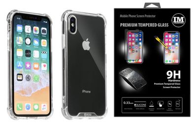 Silikon Hülle Panzerhülle Tasche Case Transparent + Panzerglas iPhone Samsung Huawei