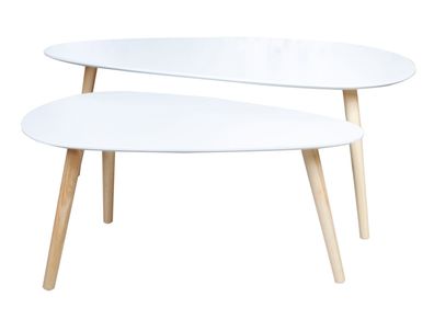 2x Couchtisch Beistelltisch Tisch Retro Ecktisch Kaffeetisch Satztisch Holz weiß