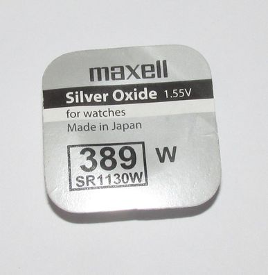 maxell - 389 / V389 / SR1130W - 1,55 Volt 80mAh AgO - Knopfzelle