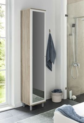 Badezimmer-Hochschrank /"Simply/" Wilmes Weiß Dekor Badschrank Badmöbel