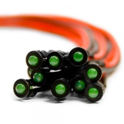 10 Stück Verkabelte Dioden LED pre Wired Grün Diffus Gefärbt 24V 1.8mm