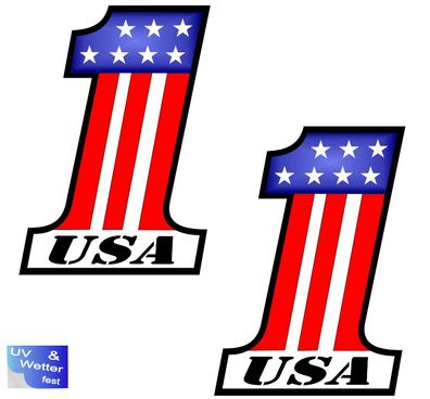 2 Stück USA one Aufkleber in verschiedenen Größen Amerika eins Aufkleber (R16/1)