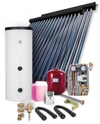 Solaranlage Paket HP22 7,22m² Vakuumröhrenkollektor Frischwasserspeicher 300l