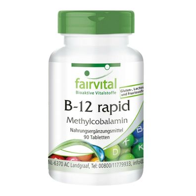 B-12 Rapid als Methylcobalamin 90 Tabletten sublingual + Folsäure, Biotin - fairvital