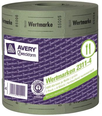 Avery Zweckform 4x BonRolle Grün 4000x WertMarken WertMarke Bon Marken Bons