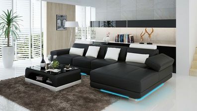 Ledersofa Couch Wohnlandschaft Ecksofa Eck Garnitur Design Modern Sofa G8034C