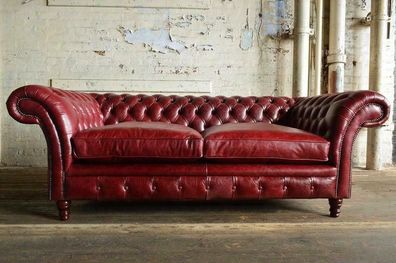 Bordaux 3 Sitzer Chestrerfield Leder Sofa Couch Polster Garnitur Textil Sofas