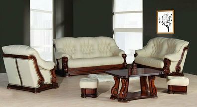 Fernseh Sessel Sofa Couch Polster 1 Sitzer Echtes Holz 100% italianisches Leder