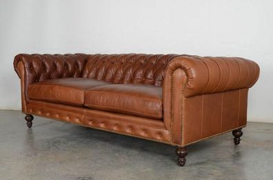 Chesterfield Couch Polster Sofas Klassischer Leder Couchen 3 Sitzer - Sofa Neu