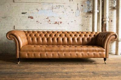Chesterfield Leder Polster Luxus Sofa Design Couch Klassische Sofa 4 Sitzer Neu