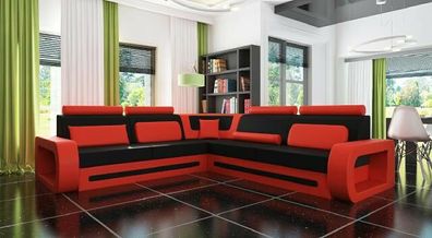 Ecksofa Textil Stoff Leder Polster Sofas Sofa Couch Garnitur Wohnlandschaft DAVO