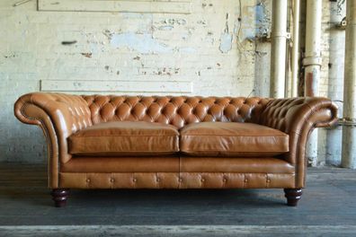 Chesterfield Design Luxus Polster Sofa Couch Sitz Garnitur Leder Textil Neu #189