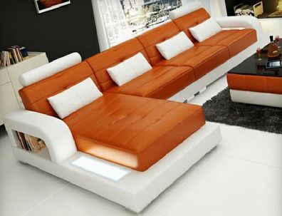 Eck Leder Textil Stoff Couch Sofa Garnitur Wohnlandschaft Polster Ecke H2209BETA