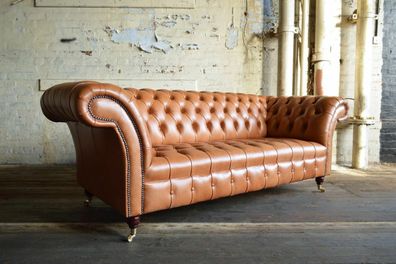 Chesterfield Design Polster Couch Leder Sofa Garnitur Luxus Textil Sofas #164