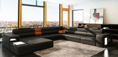 Ecksofa Sofa Couch Polster Garnitur Design Leder Textil Wohnlandschaft Landau SO
