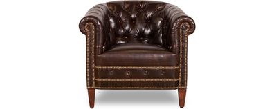 Designer Sessel 1 Sitzer Braun Leder Textil Luxus Club Lougne Sofa Chesterfield