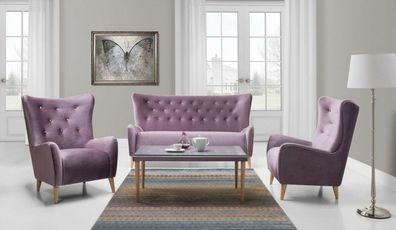 Sofagarnitur 2,50 + 1 + 1 + Couchtisch Sofa Chesterfield Komplett Set Garnitur Couch