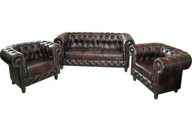Designer Sofa Sofagarnitur 3 + 1 + 1 Sitzer Couch Polster Chesterfield Garnitur Neu