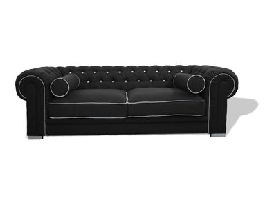 Chesterfield Sofa 3 SITZER Polster Designer Couchen Sofas Garnitur Schwarz Couch