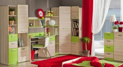 Komplett Jugendzimmer Kinderzimmer Set Kleiderschrank Kommode Schreibtisch Neu