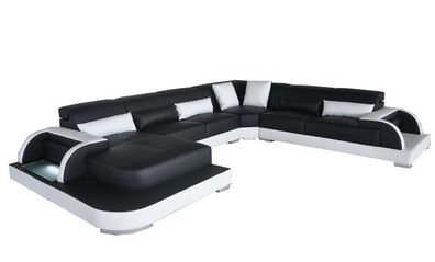 Leder Sofa Couch Wohnlandschaft Eck Garnitur Design Modern Sofas U-Form Couchen