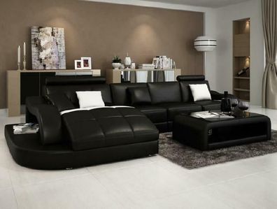 Designer Ecksofa mit Liege Couch Sofa Wohnlandschaft Ledersofa L Form Einstein
