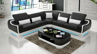 Ledersofa Couch Wohnlandschaft Ecksofa Eck Garnitur Design Modern Sofa G8025B