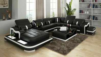 Ledersofa Couch Wohnlandschaft Ecksofa Eck Garnitur Design Modern Sofa Neu G8027