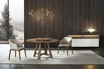 Ess Zimmer Rund Tisch Design Kommode Set Garnitur 4 tlg, Set Italienische Möbel